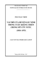 Vai trò của huyện lộc ninh trong cuộc kháng chiến chống mỹ cứu nước (1945   1975) 