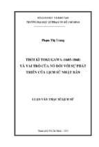 Thời kỳ tokugawa (1603 1868) và vai trò của nó đối với sự phát triển của lịch sử nhật bản 