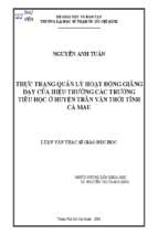 Thực trạng quản lý hoạt động giảng dạy của hiệu trưởng các trường tiểu học ở huyện trần văn thời tỉnh cà mau 