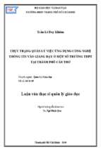 Thực trạng quản lý việc ứng dụng công nghệ thông tin vào giảng dạy của hiệu trưởng trường thpt tại cần thơ 