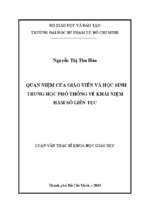 Quan niệm của giáo viên và học sinh trung học phổ thông về khái niệm hàm số liên tục 