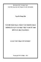 Vấn đề nhân đạo, nhân văn trong giáo trình lí luận văn học việt nam từ 1960 đến nay (bậc đại học) 