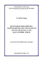 Quản lí hoạt động kiểm tra, đánh giá kết quả học tập tại một số trường trung học cơ sở, quận tân bình   tp.hcm 