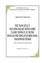 Thực trạng quản lý hoạt động giáo dục hướng nghiệp của hiệu trưởng ở các trường trung học phổ thông huyện bình chánh, thành phố hồ chí minh 