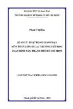 Quản lý hoạt động giảng dạy môn toán lớp 5 ở các trường tiểu học quận bình tân, thành phố hồ chí minh 