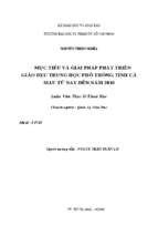 Mục tiêu và giải pháp phát triển giáo dục trung học phổ thông tỉnh cà mau từ năm nay đến năm 2010 