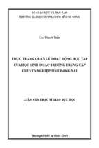 Thực trạng quản lý hoạt động học tập của học sinh ở các trường trung cấp chuyên nghiệp tỉnh đồng nai 