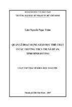 Quản lí hoạt động giáo dục thể chất ở các trường thcs thị xã dĩ an, tỉnh bình dương 