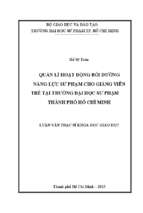 Quản lí hoạt động bồi dưỡng năng lực sư phạm cho giảng viên trẻ tại trường đại học sư phạm thành phố hồ chí minh 