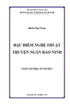 đặc điểm nghệ thuật trong truyện ngắn bảo ninh 