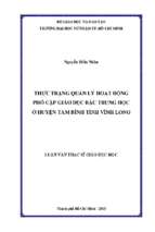 Thực trạng quản lý hoạt động phổ cập giáo dục bậc trung học ở huyện tam bình tỉnh vĩnh long 