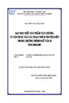 Dạy đọc hiểu tác phẩm văn chương và vận dụng vào các đoạn trích truyện kiều trong sách giáo khoa ngữ văn 10 (2006 2007) 