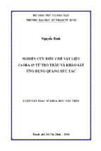 Nghiên cứu điều chế vật liệu ce sba 15 từ tro trấu và khảo sát ứng dụng quang xúc tác 