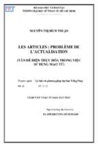 Les articles  probleme de l'actualisation = vấn đề hiện thực hóa trong việc sử dụng mạo từ  