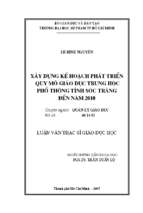 Xây dựng kế hoạch phát triển quy mô giáo dục trung học phổ thông tỉnh sóc trăng đến năm 2010 