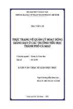 Thực trạng về quản lý hoạt động giảng dạy ở các trường tiểu học thành phố cà mau 