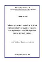 Xây dựng, tuyển chọn và sử dụng hệ thống bài tập vào dạy học chương các định luật bảo toàn vật lí 10, trung học phổ thông