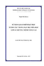 Sử dụng quan điểm dạy học tương tác trong dạy học hóa học lớp 11 chương trình nâng cao 