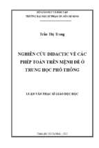 Nghiên cứu didactic về các phép toán trên mệnh đề ở trung học phổ thông 