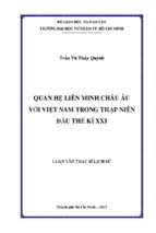 Quan hệ liên minh châu âu với việt nam trong thập niên đầu thế kỷ xxi 