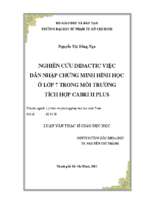 Nghiên cứu didactic việc dẫn nhập chứng minh hình học ở lớp 7 trong môi trường tích hợp cabri ii plus 