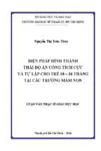 Biện pháp hình thành thái độ ăn uống tích cực và tự lập cho trẻ 18   36 tháng tại các trường mầm non 