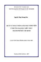 Quản lý hoạt động giáo dục sinh viên ở trường đại học kiến trúc thành phố hồ chí minh 