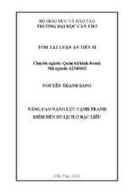 Nâng cao năng lực cạnh tranh điểm đến du lịch ở bạc liêu tt