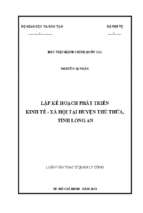 Lập kế hoạch phát triển kinh tế   xã hội tại huyện thủ thừa, tỉnh long an