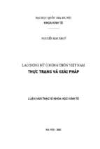 Lao động nữ ở nông thôn việt nam thực trạng và giải pháp  