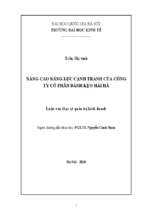 Nâng cao năng lực cạnh tranh của công ty cổ phần bánh kẹo hải hà   