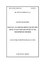 Năng lực của trưởng phòng chuyên môn thuộc ubnd huyện củ chi, thành phố hồ chí minh