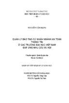 Quản lý đào tạo cử nhân ngành an toàn thông tin ở các trường đại học việt nam đáp ứng nhu cầu xã hội