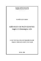 Kiểm soát chi ngân sách nhà nước ở tỉnh hưng yên  