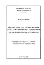 Kiểm soát thanh toán vốn viện trợ không hoàn lại của chính phủ việt nam cho chính phủ lào qua kho bạc nhà nước việt nam