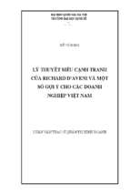 Lý thuyết siêu cạnh tranh của richard d'aveni và một số gợi ý cho các doanh nghiệp việt nam   