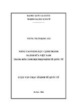 Nâng cao năng lực cạnh tranh ngành sữa việt nam trong bối cảnh hội nhập kinh tế quốc tế  