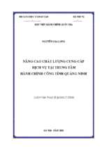 Nâng cao chất lượng cung cấp dịch vụ tại trung tâm hành chính công tỉnh quảng ninh