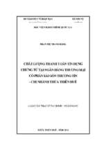 Chất lượng thanh toán tín dụng chứng từ tại ngân hàng thương mại cổ phần sài gòn thương tín   chi nhánh thừa thiên huế