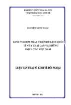 Kinh nghiệm phát triển lịch quốc tế của thái lan và những gợi ý cho việt nam    