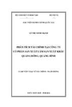 Phân tích tài chính tại công ty cổ phần sản xuất lâm sản xuất khẩu quảng đông, quảng bình