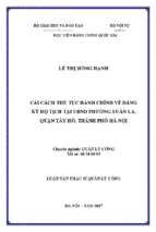 Cải cách thủ tục hành chính về đăng ký hộ tịch tại ubnd phường xuân la, quận tây hồ, thành phố hà nội