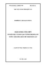 Chất lượng công chức sở giáo dục và đào tạo ở tỉnh chăm pa sắc nước cộng hòa dân chủ nhân dân lào