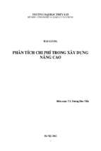 Phân tích chi phí trong xây dựng nâng cao