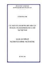 Các nhân tố ảnh hưởng đến đến tiếp cận tín dụng của hộ kinh doanh cá thể tại việt nam