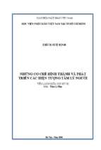 Tiểu luận môn tâm lý học những cơ chế hình thành và phát triển các hiện tượng tâm lý người