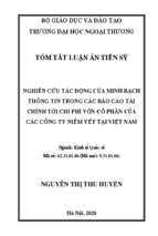 Nghiên cứu tác động của minh bạch thông tin trong các báo cáo tài chính tới chi phí vốn cổ phần của các công ty niêm yết tại việt nam