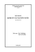 Bài giảng kinh tế tài nguyên nước