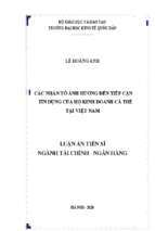 Các nhân tố ảnh hưởng đến đến tiếp cận tín dụng của hộ kinh doanh cá thể tại việt nam