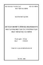 Kế toán chi phí và tính giá thành dịch vụ đào tạo đại học tại các cơ sở đào tạo trực thuộc bộ tài chính tt